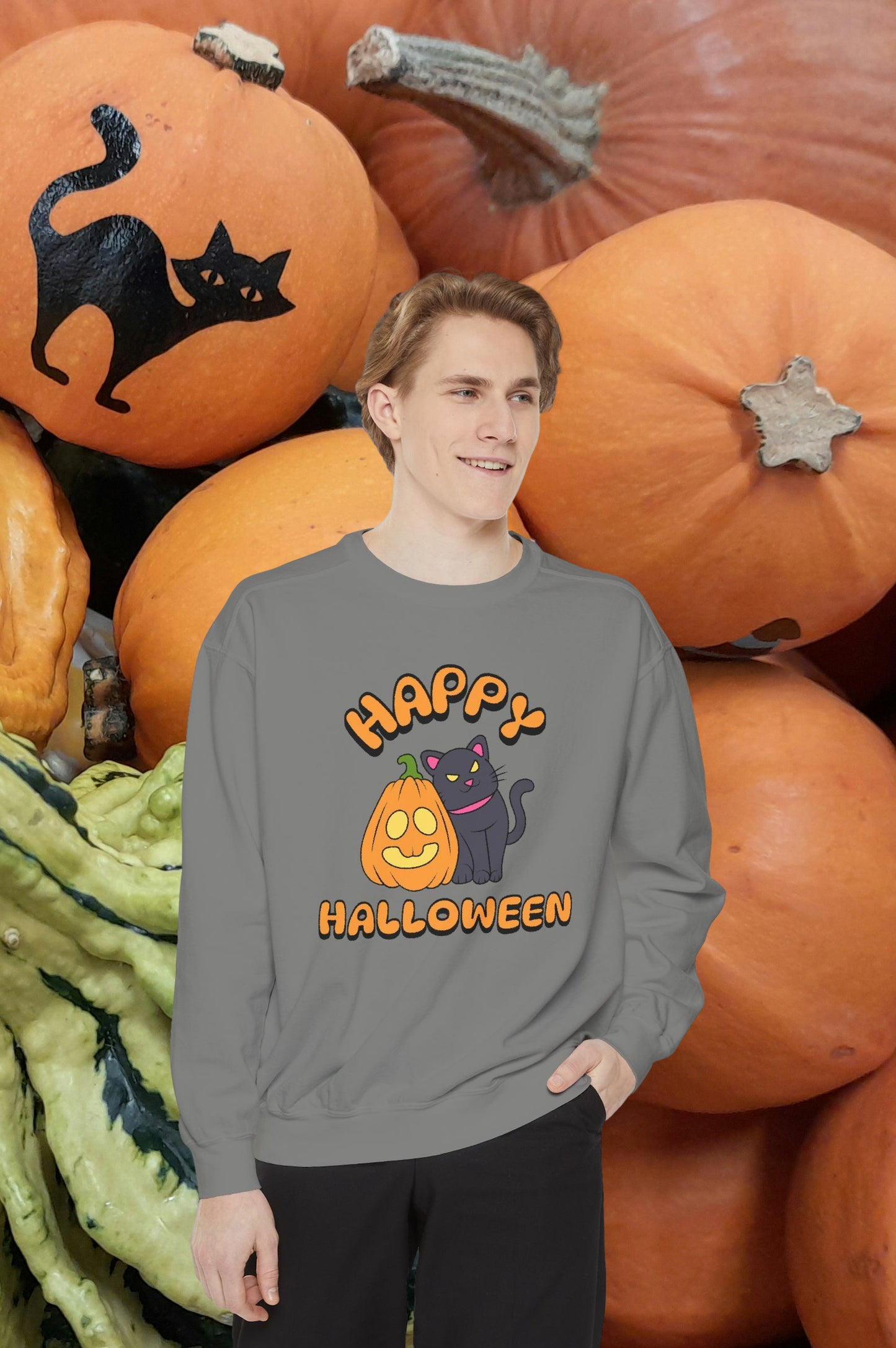 Halloween Cat Sweatshirt Unisex