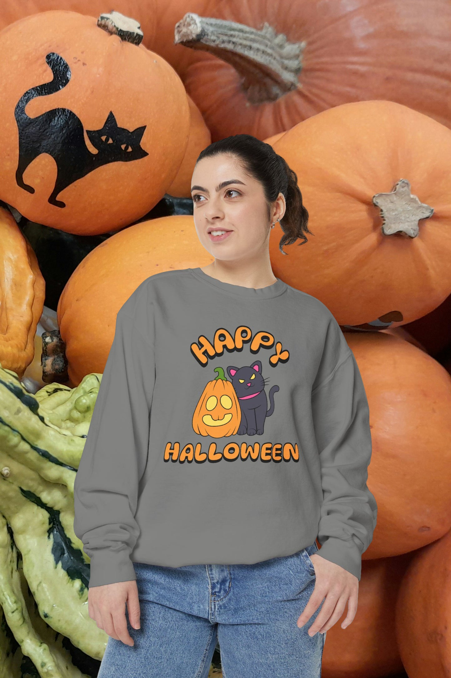 Halloween Cat Sweatshirt Unisex